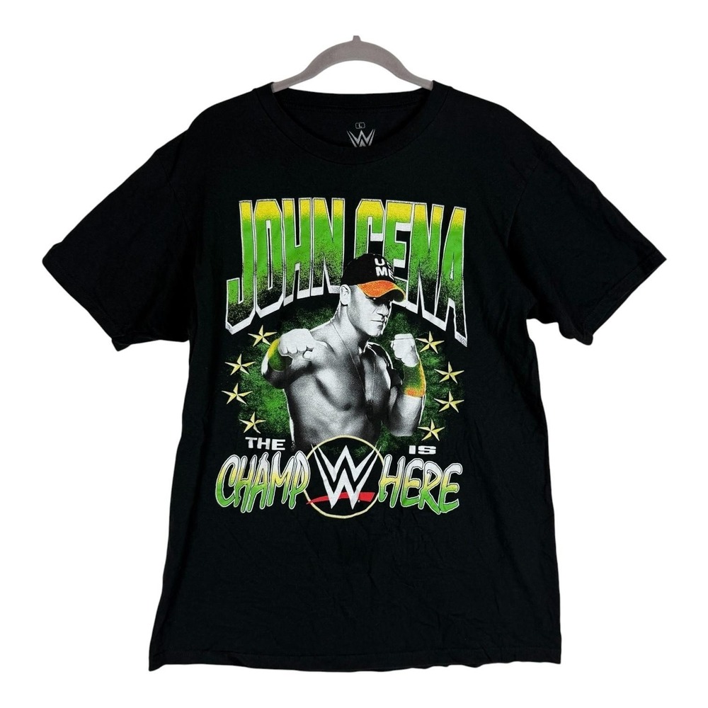John Cena Shirt Mens Large Black‎ WWE Wrestling Ripple Junction Graphic Tee Top